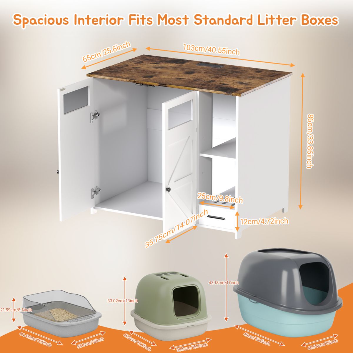 Extra-Large Litter Cabinet with Power Strip — view 2