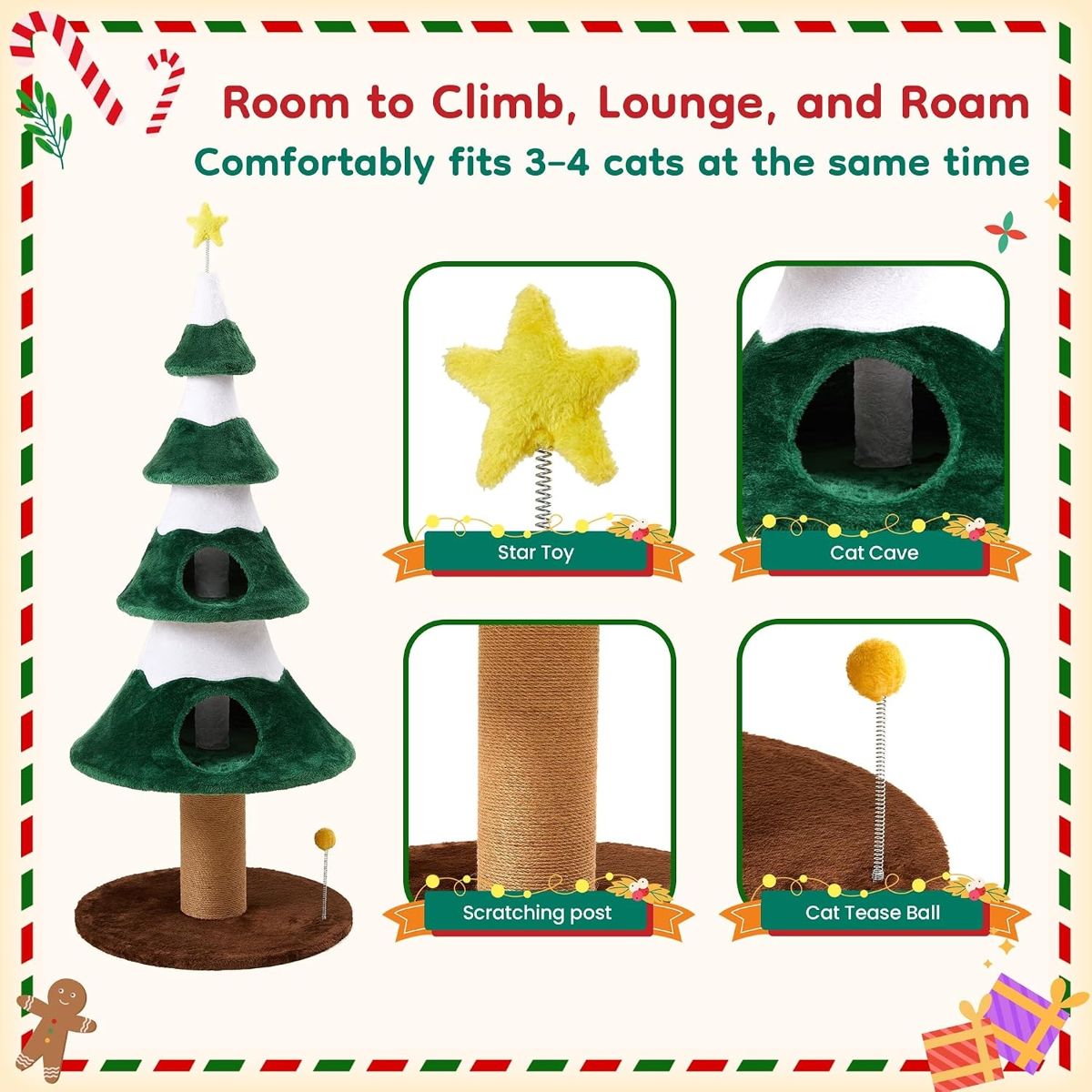 62-Inch Plant-Style Cat Tree with Condo — view 4