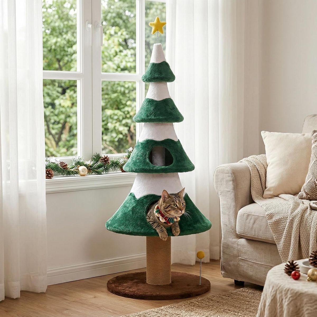 62-Inch Plant-Style Cat Tree with Condo