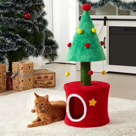 Compact Cat Tree with Sisal Post and Bed