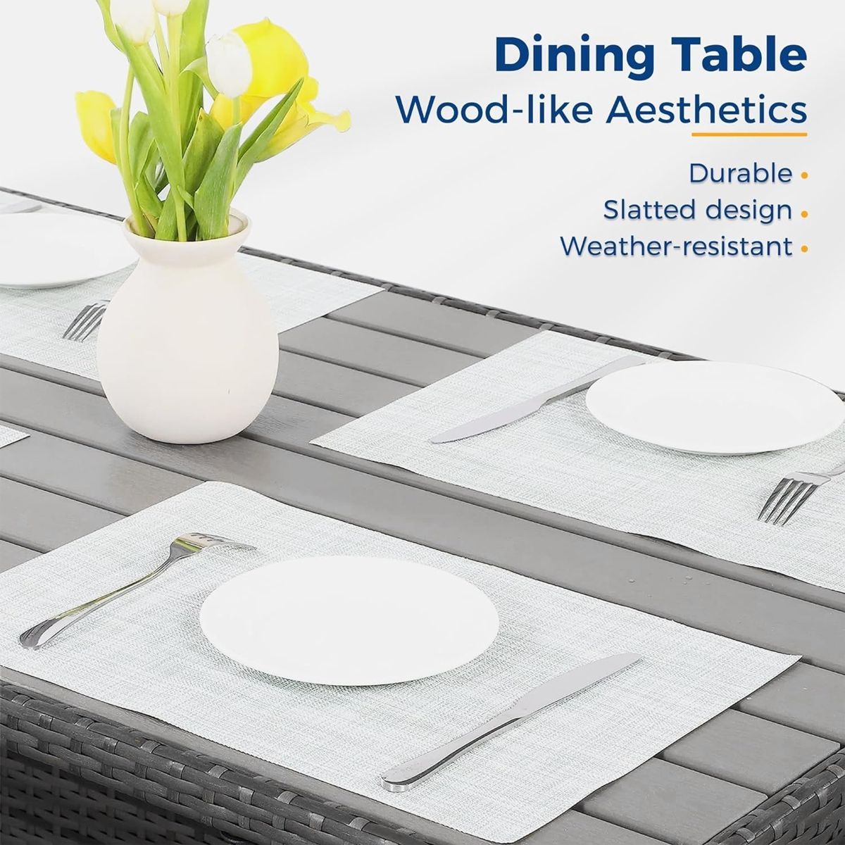 7-Piece High-Back Wicker Dining Sectional — view 3