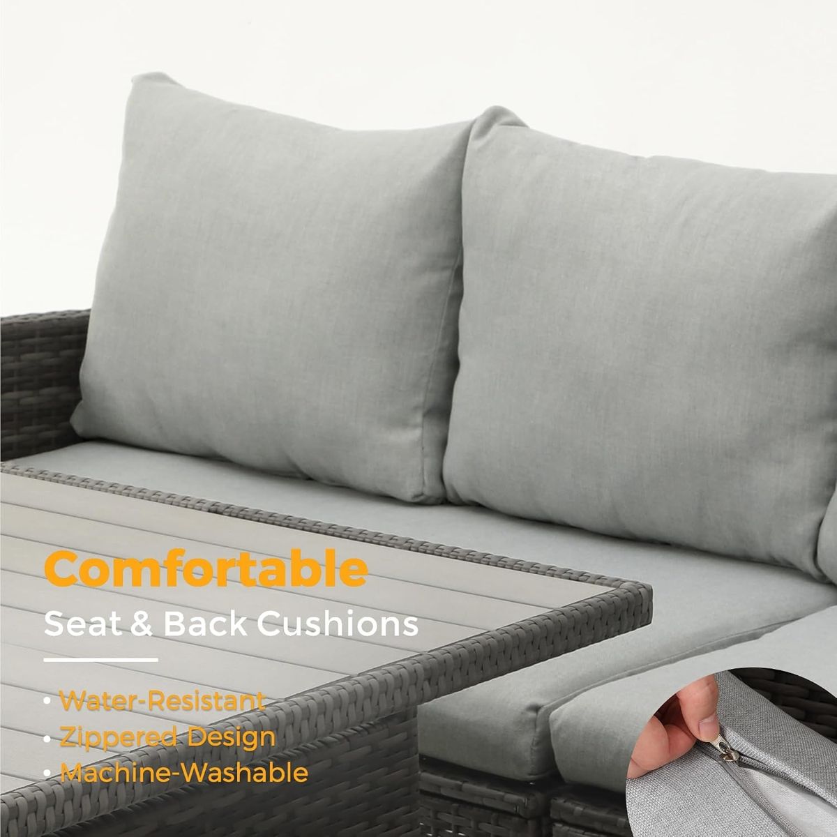7-Piece High-Back Wicker Dining Sectional — view 4