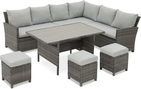 7-Piece High-Back Wicker Dining Sectional