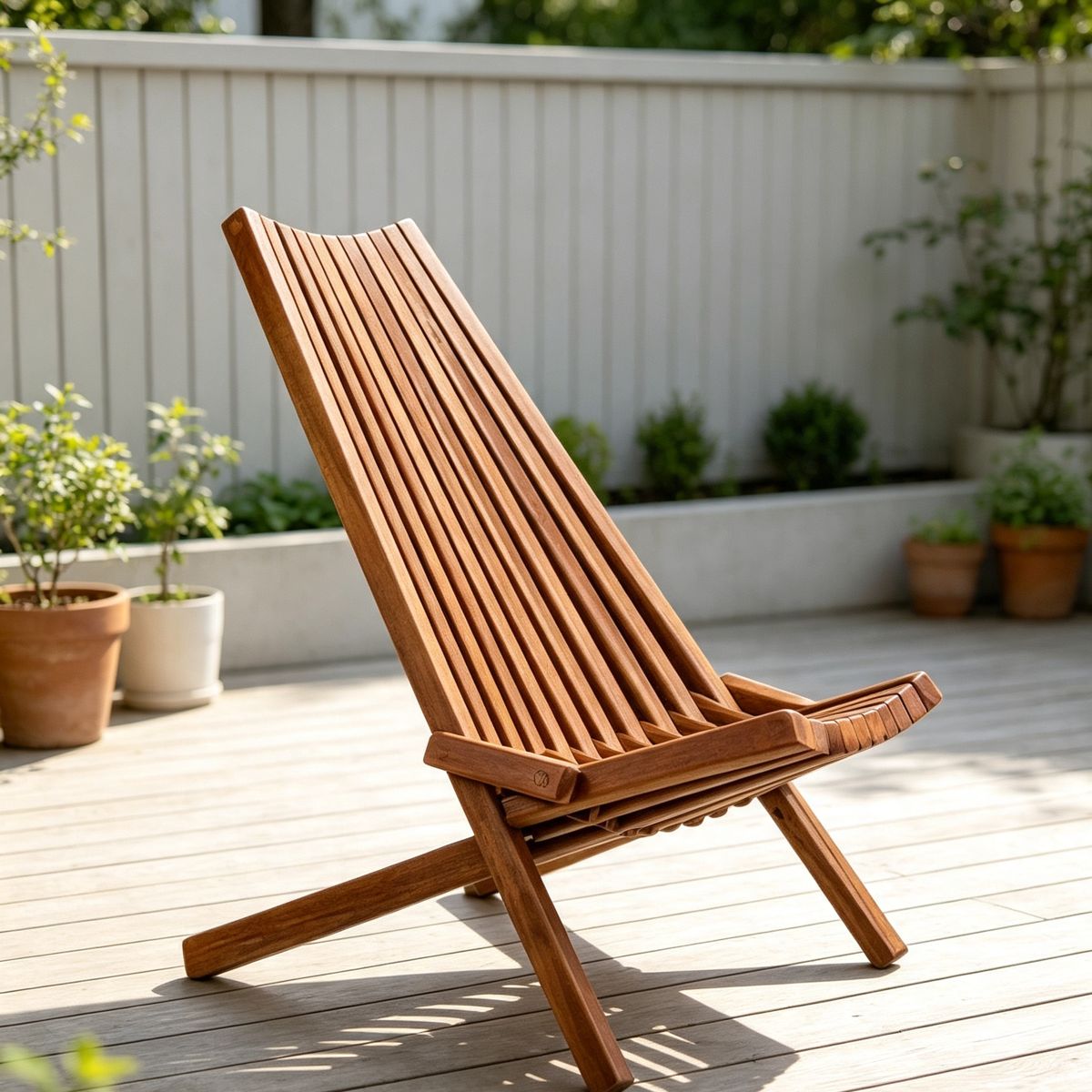 Folding Acacia Relax Chair, Teak Oil Finish