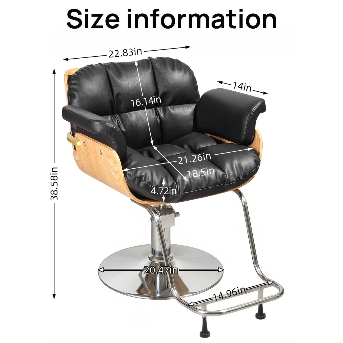 Wooden Hydraulic Barber Chair, Round Base — view 2
