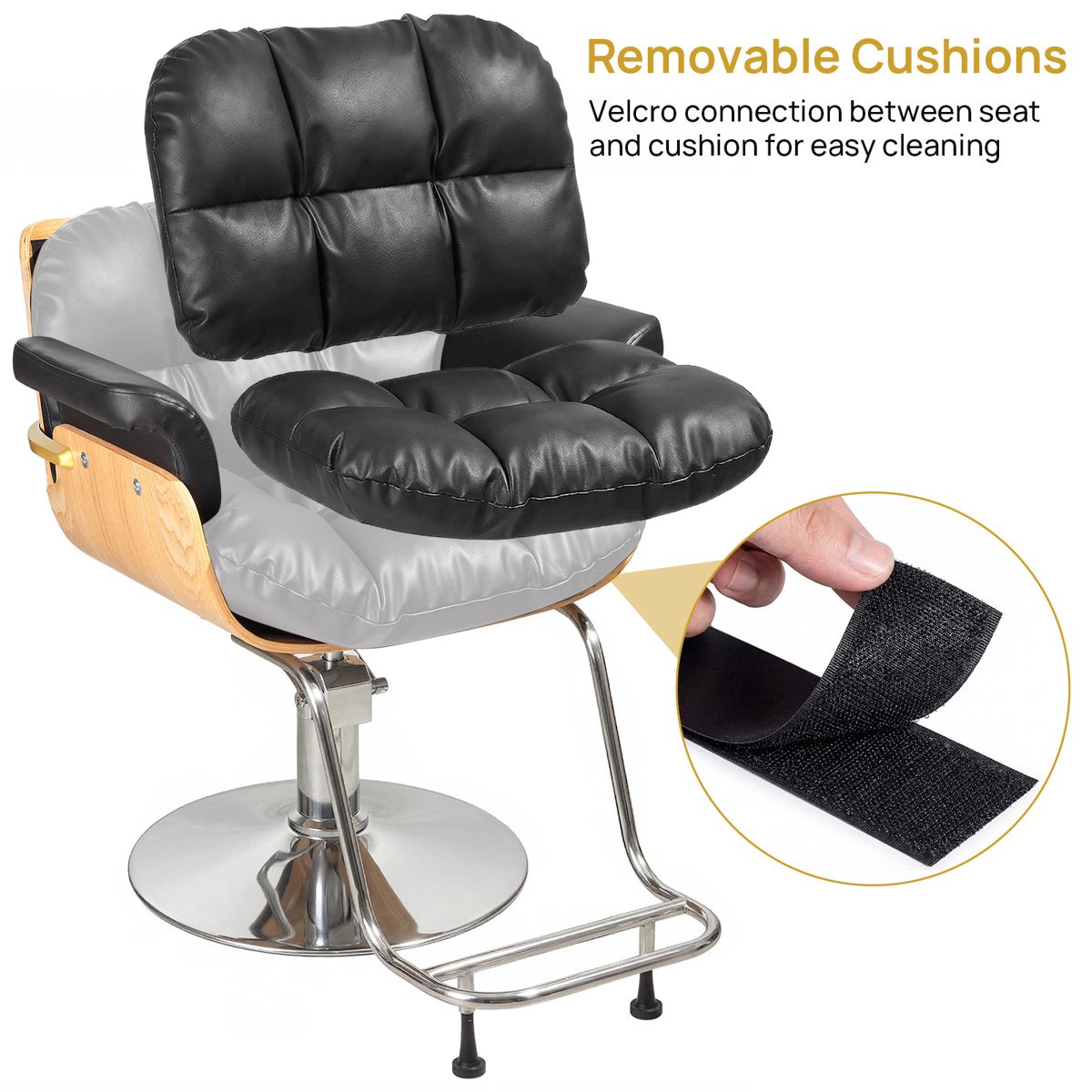 Wooden Hydraulic Barber Chair, Round Base — view 3