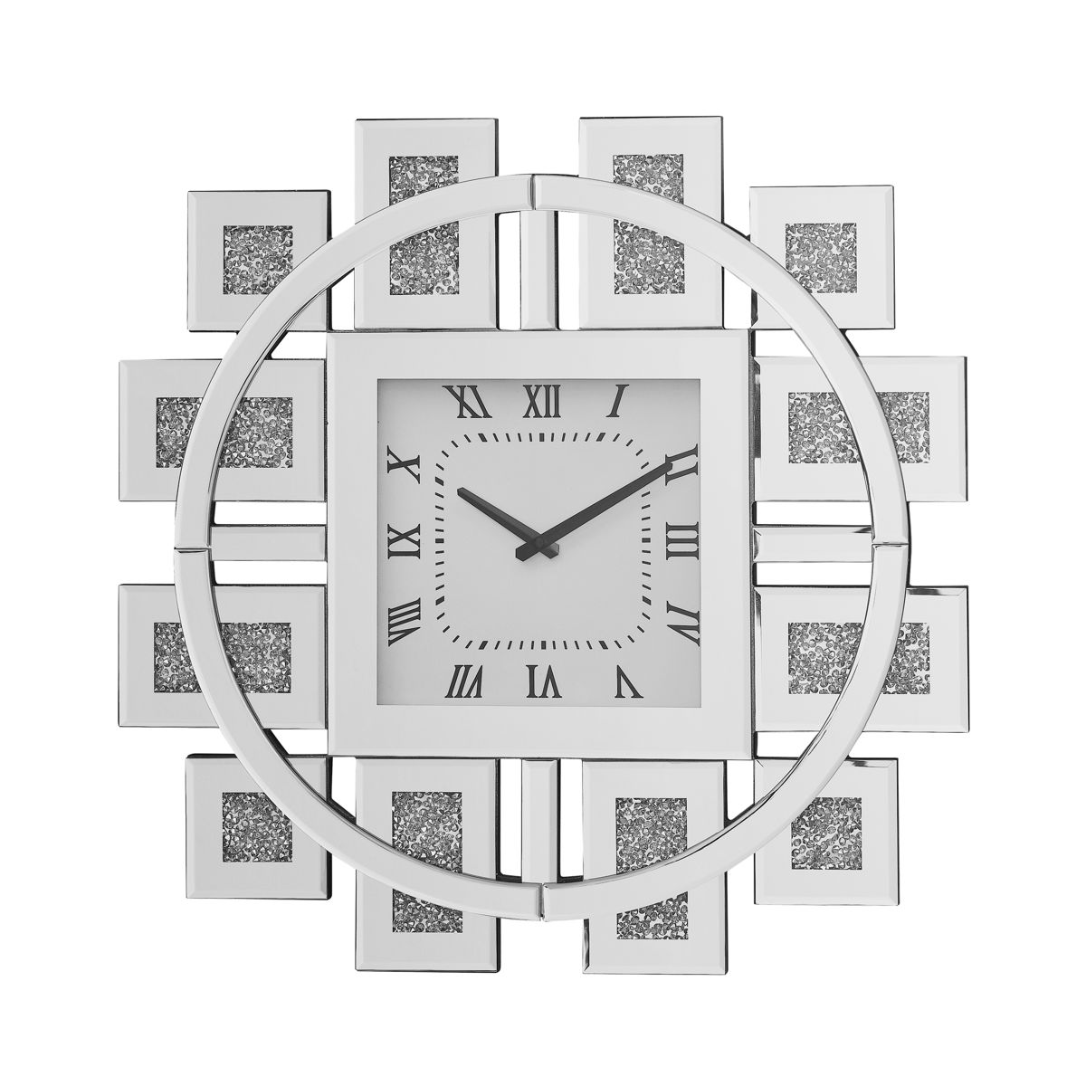 24-Inch Mirrored Wall Clock with Faux Gemstones — view 4