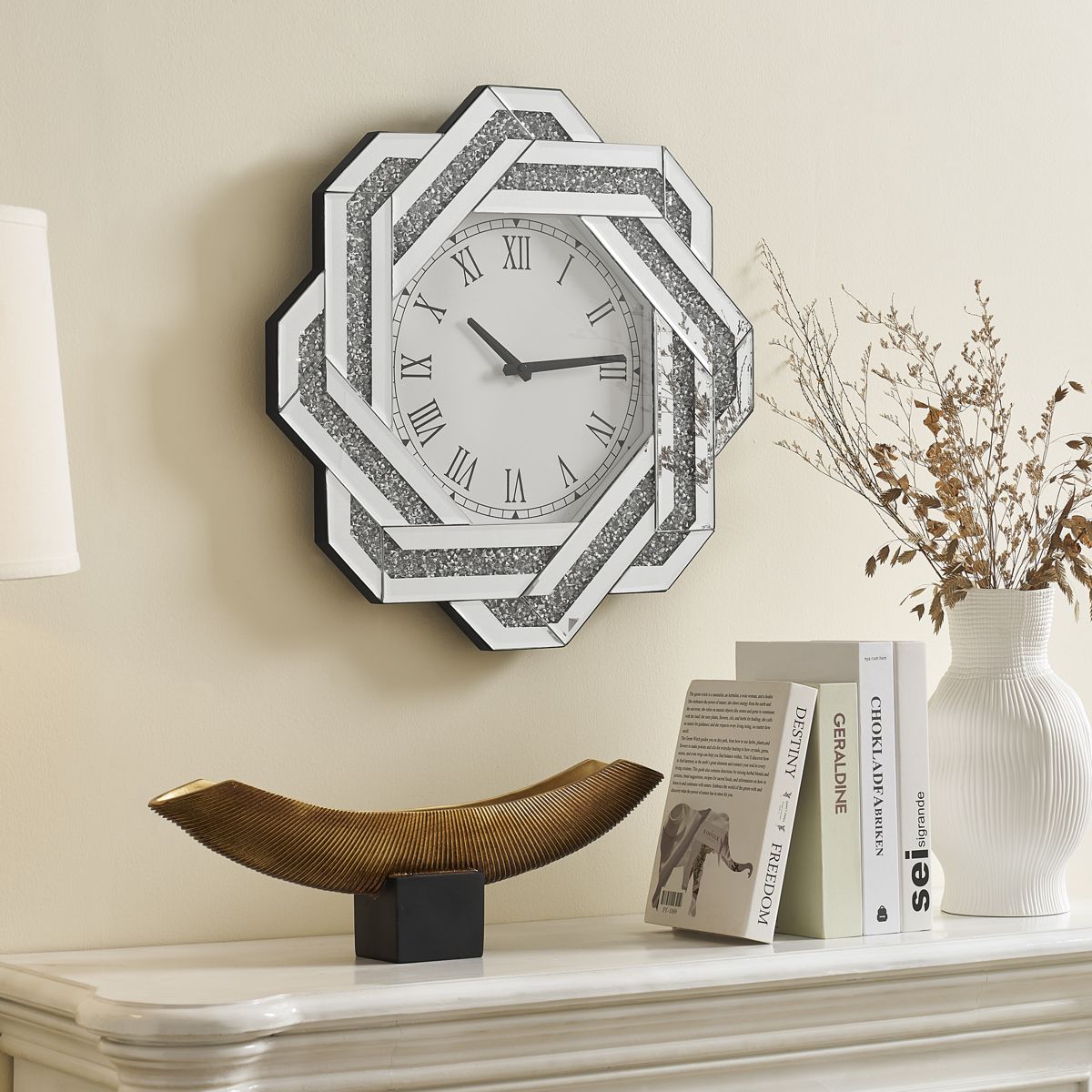 20-Inch Mirrored Star-Shaped Wall Clock — view 2