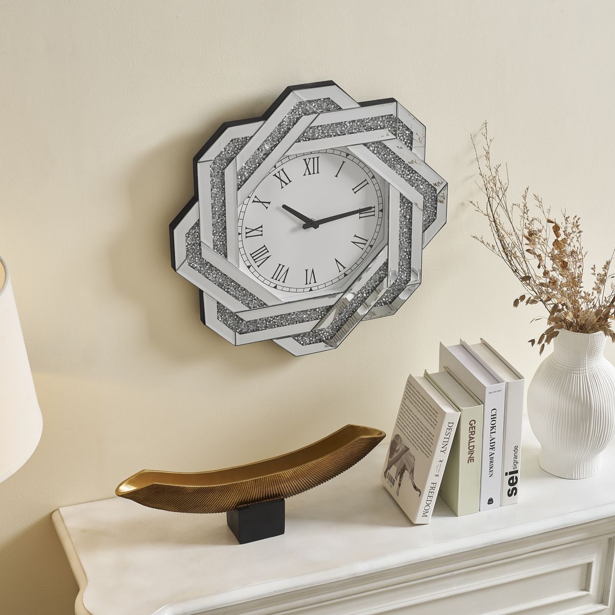 20-Inch Mirrored Star-Shaped Wall Clock — view 3