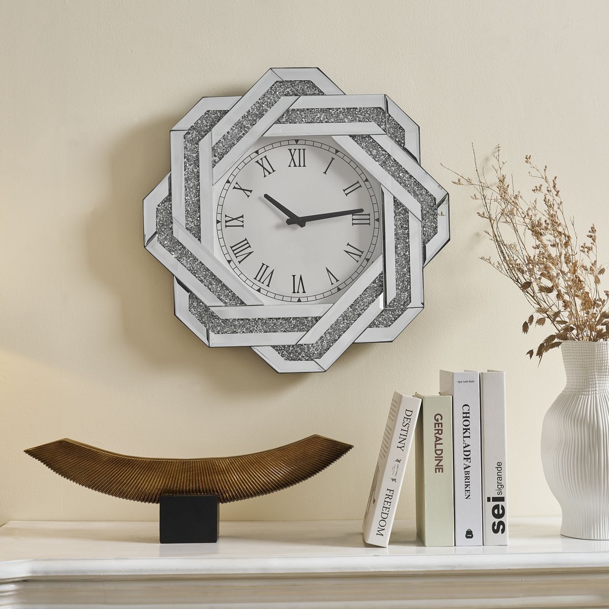 20-Inch Mirrored Star-Shaped Wall Clock