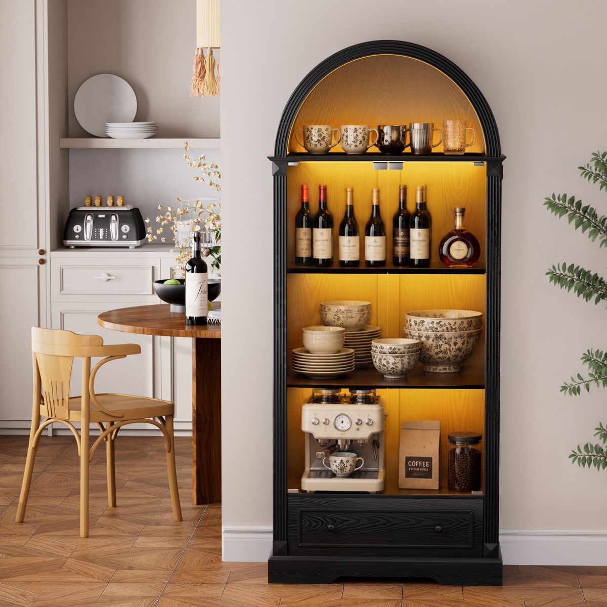 Arched Glass Display Cabinet with LED Lights — view 2