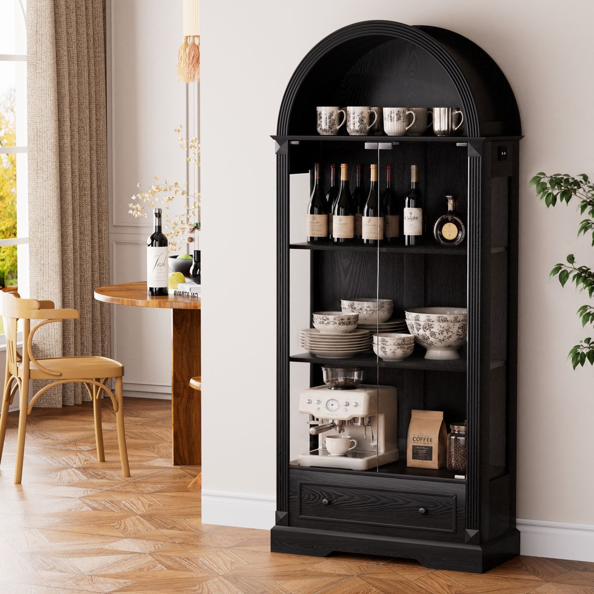 Arched Glass Display Cabinet with LED Lights — view 4