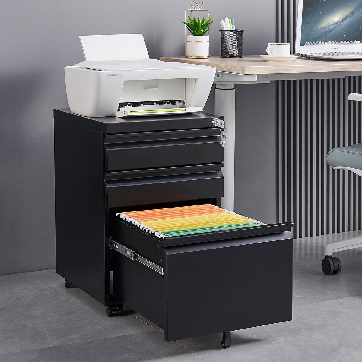 Three-Drawer Locking Mobile File Cabinet — view 3