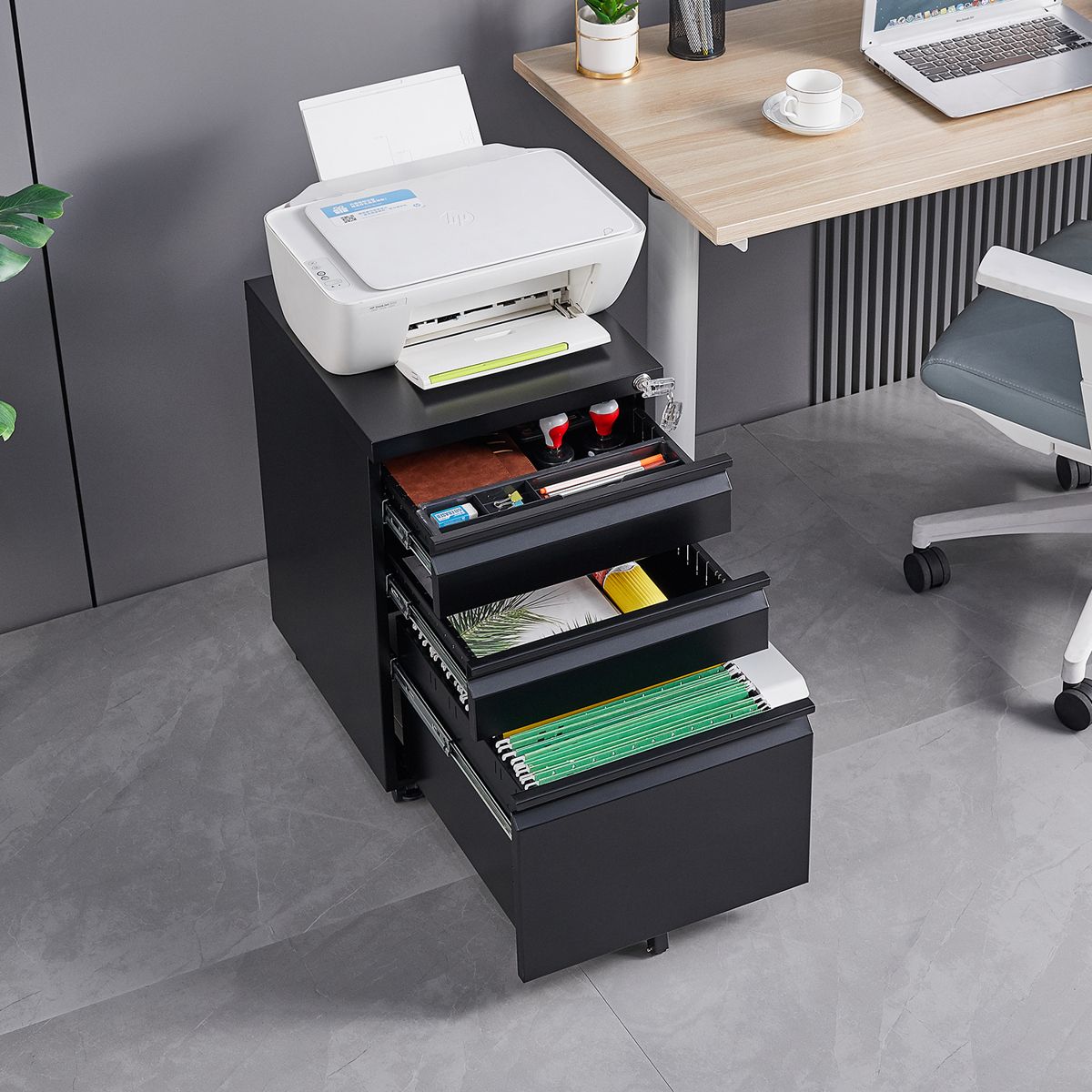 Three-Drawer Locking Mobile File Cabinet — view 4