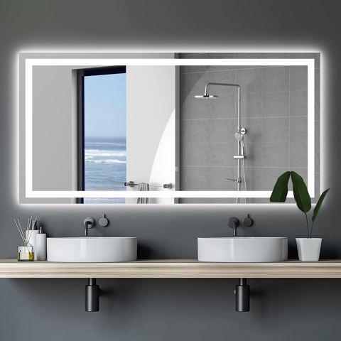 72 x 36-Inch Frameless LED Touch-Sensor Mirror — view 1