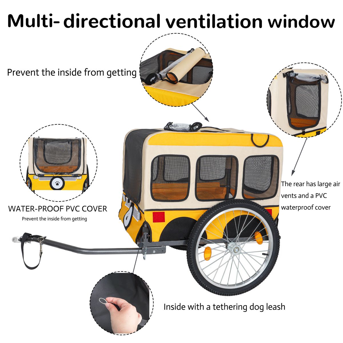 Large Dog Bike Trailer with 20-Inch Air Tires — view 2