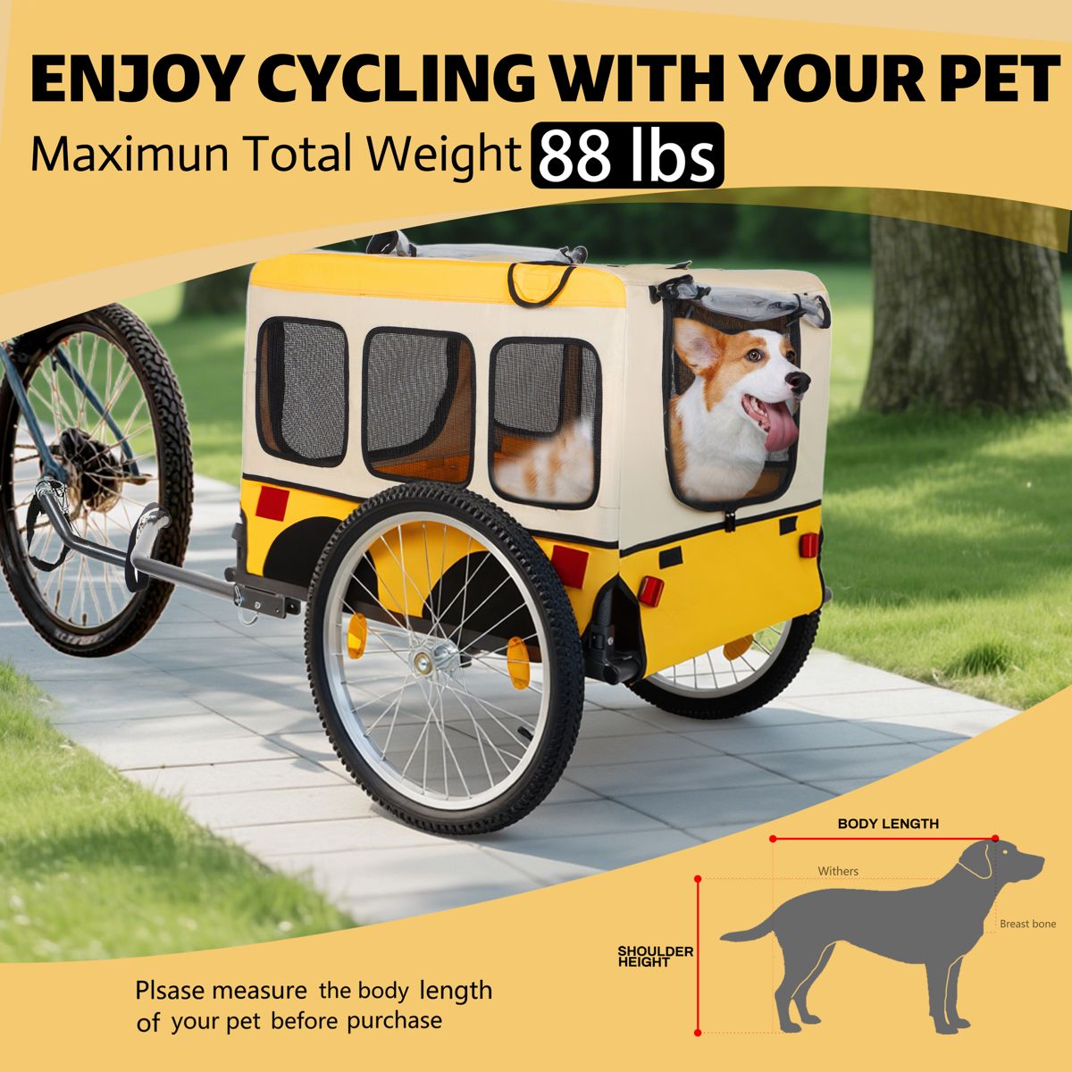 Large Dog Bike Trailer with 20-Inch Air Tires — view 3