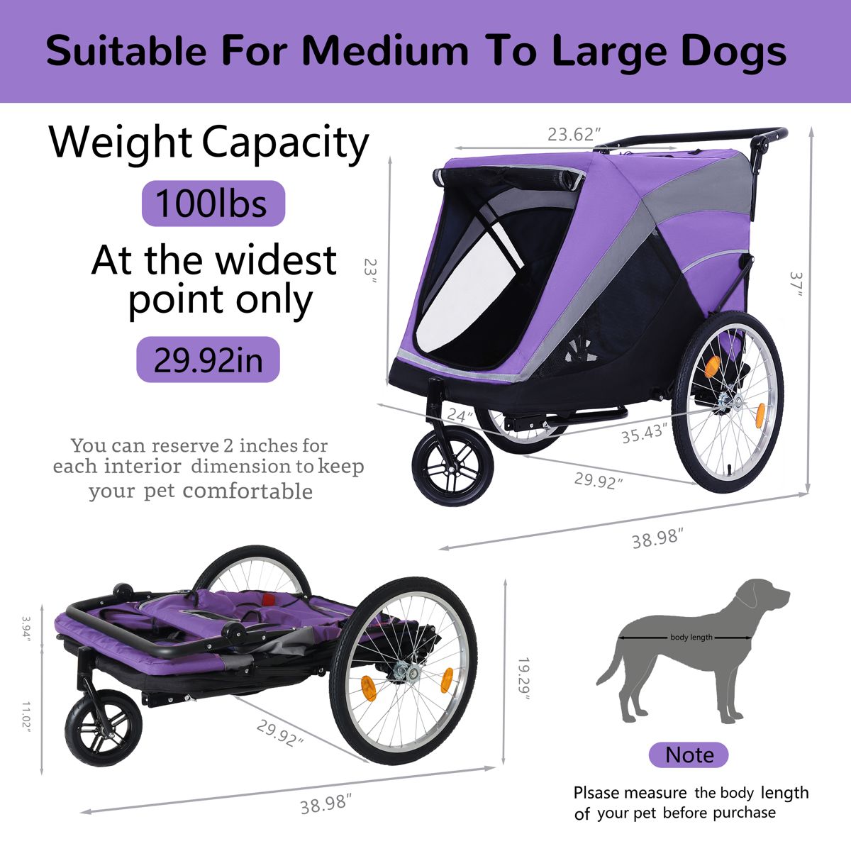 2-in-1 Pet Bike Trailer and Push Cart — view 3