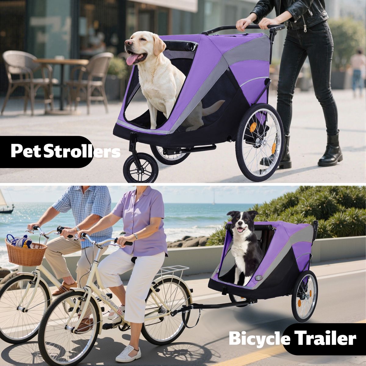 2-in-1 Pet Bike Trailer and Push Cart — view 4