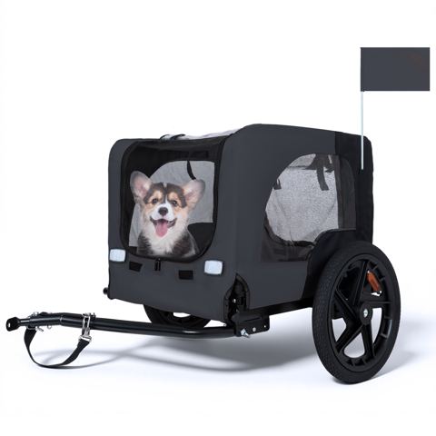 Collapsible Pet Bike Trailer with 16-Inch Wheels — view 1