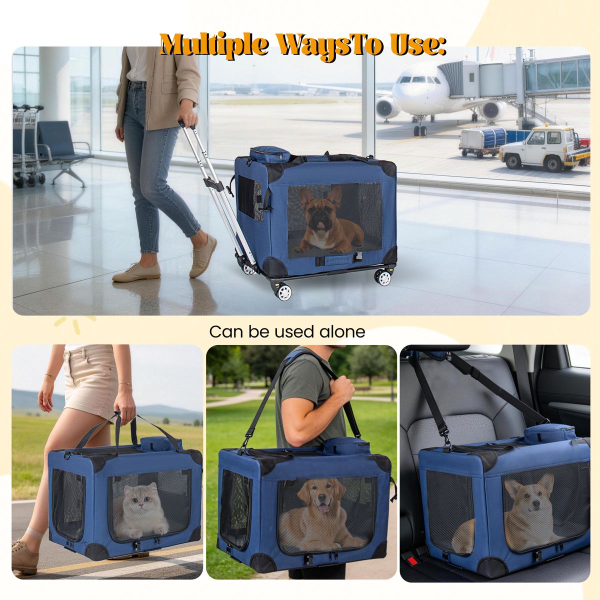 24-Inch Rolling Collapsible Travel Dog Crate — view 2