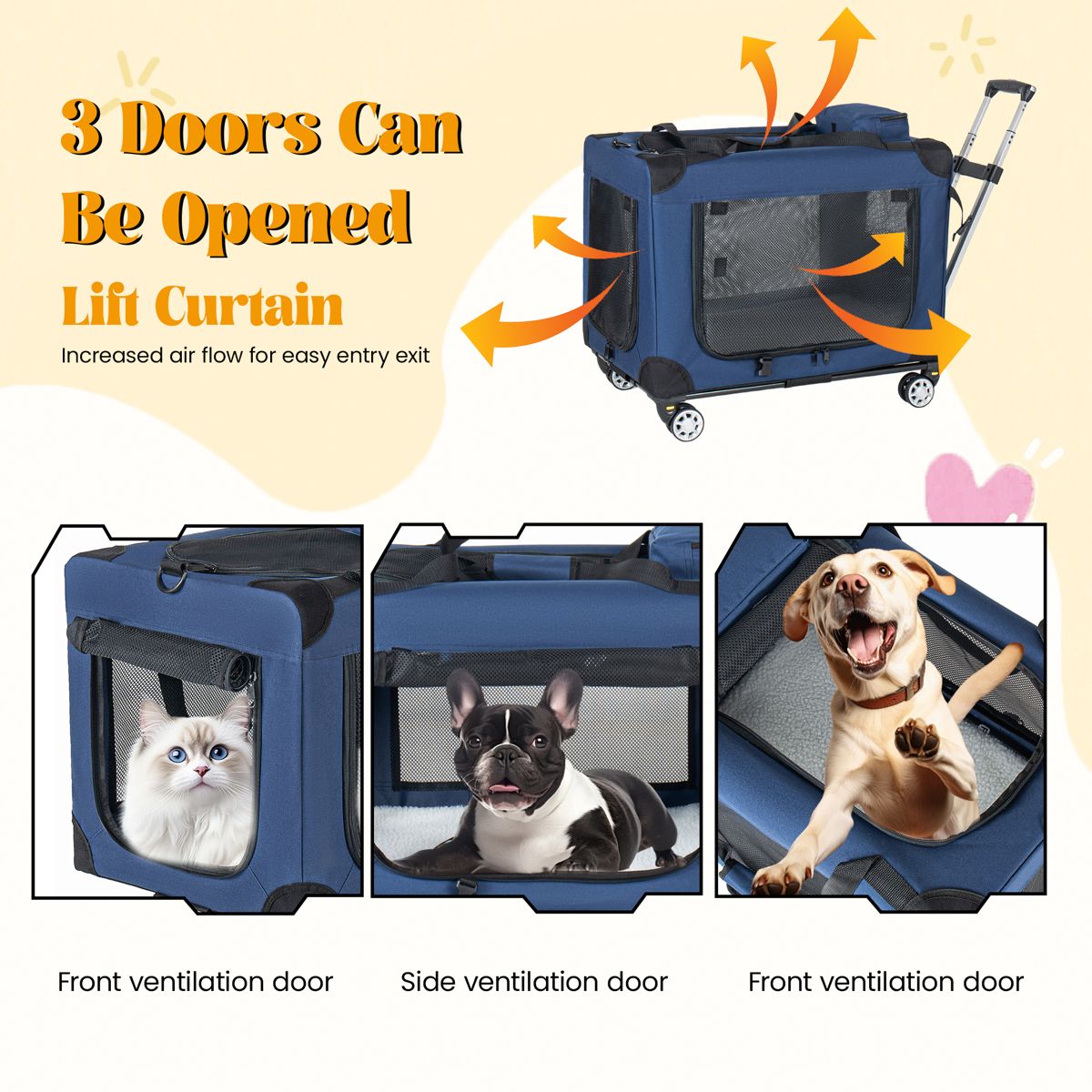 24-Inch Rolling Collapsible Travel Dog Crate — view 4