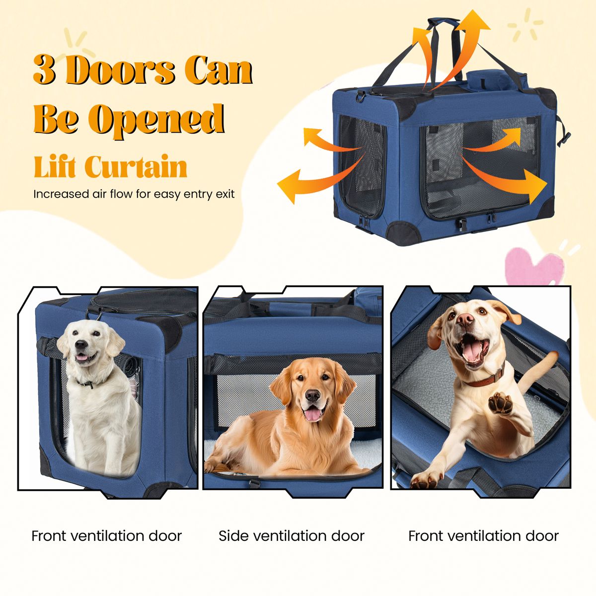40-Inch Folding Soft Crate with Three Mesh Doors — view 2