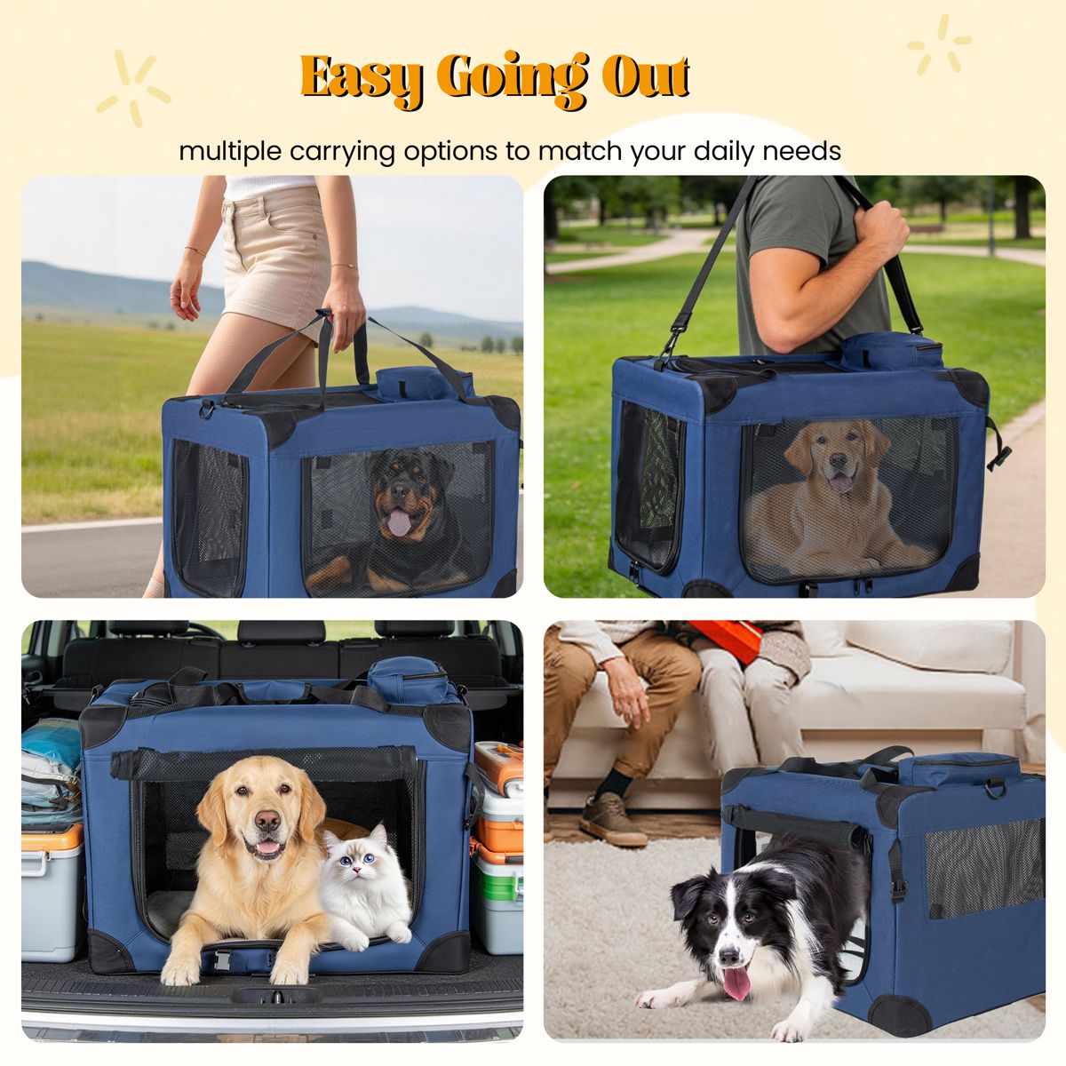 40-Inch Folding Soft Crate with Three Mesh Doors — view 3