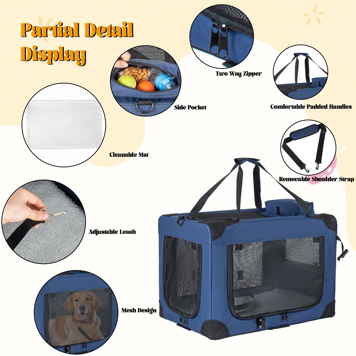 40-Inch Folding Soft Crate with Three Mesh Doors — view 4