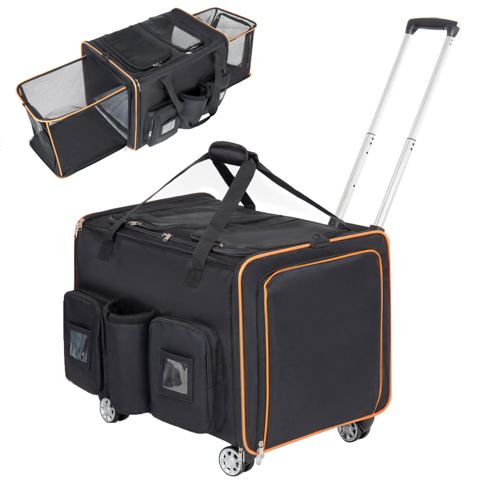 Rolling Two-Cat Carrier with Removable Divider