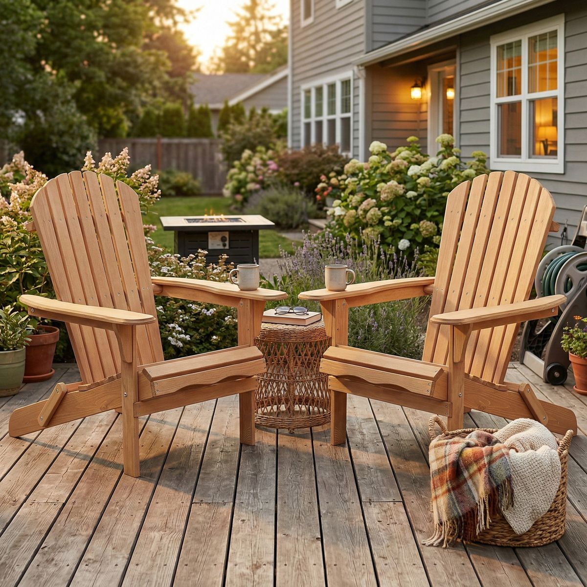 Folding Hemlock Adirondack Chairs, Set of 2