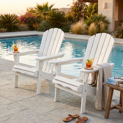 Folding Solid Wood Adirondack Chair — view 1