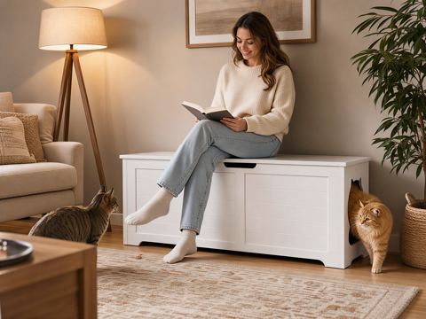 39.4-Inch Top-Opening Cat Litter Box Enclosure
