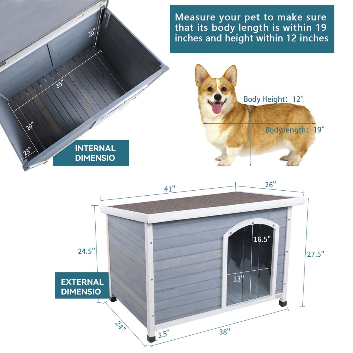 Medium Outdoor Dog House with Elevated Floor — view 2