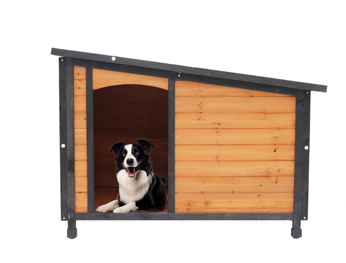 46-Inch Solid Wood Dog House with Raised Feet