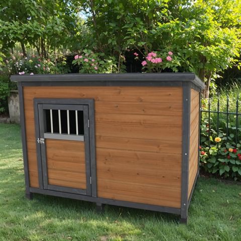 45-Inch Solid Wood Dog House with PVC Roof