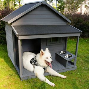 Terrace Dog House with Lockable Wooden Doors