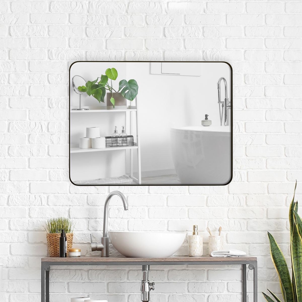 24 x 36 Black Metal Framed Wall Mirror