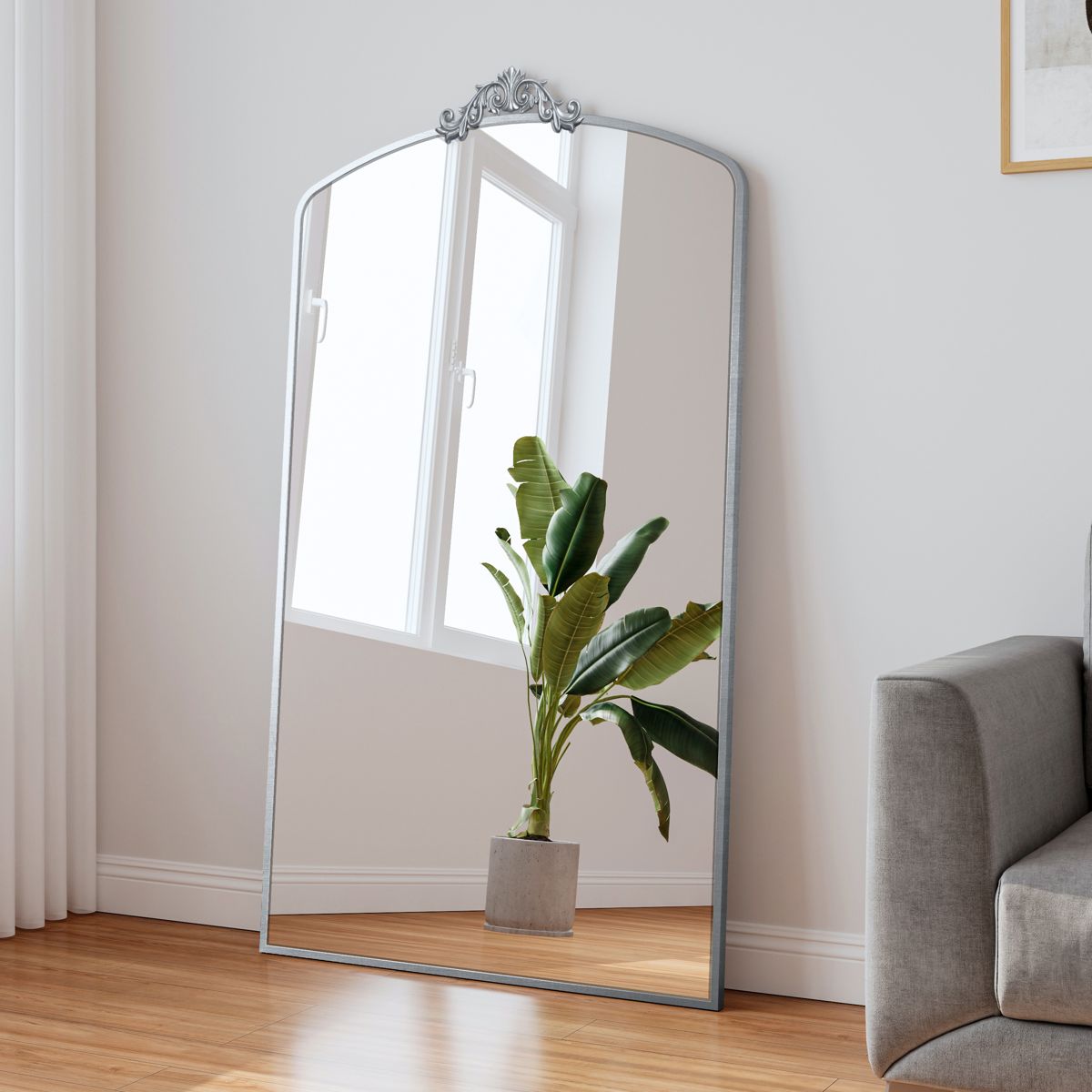 36x66-Inch Ornate Arched Floor Mirror — view 3