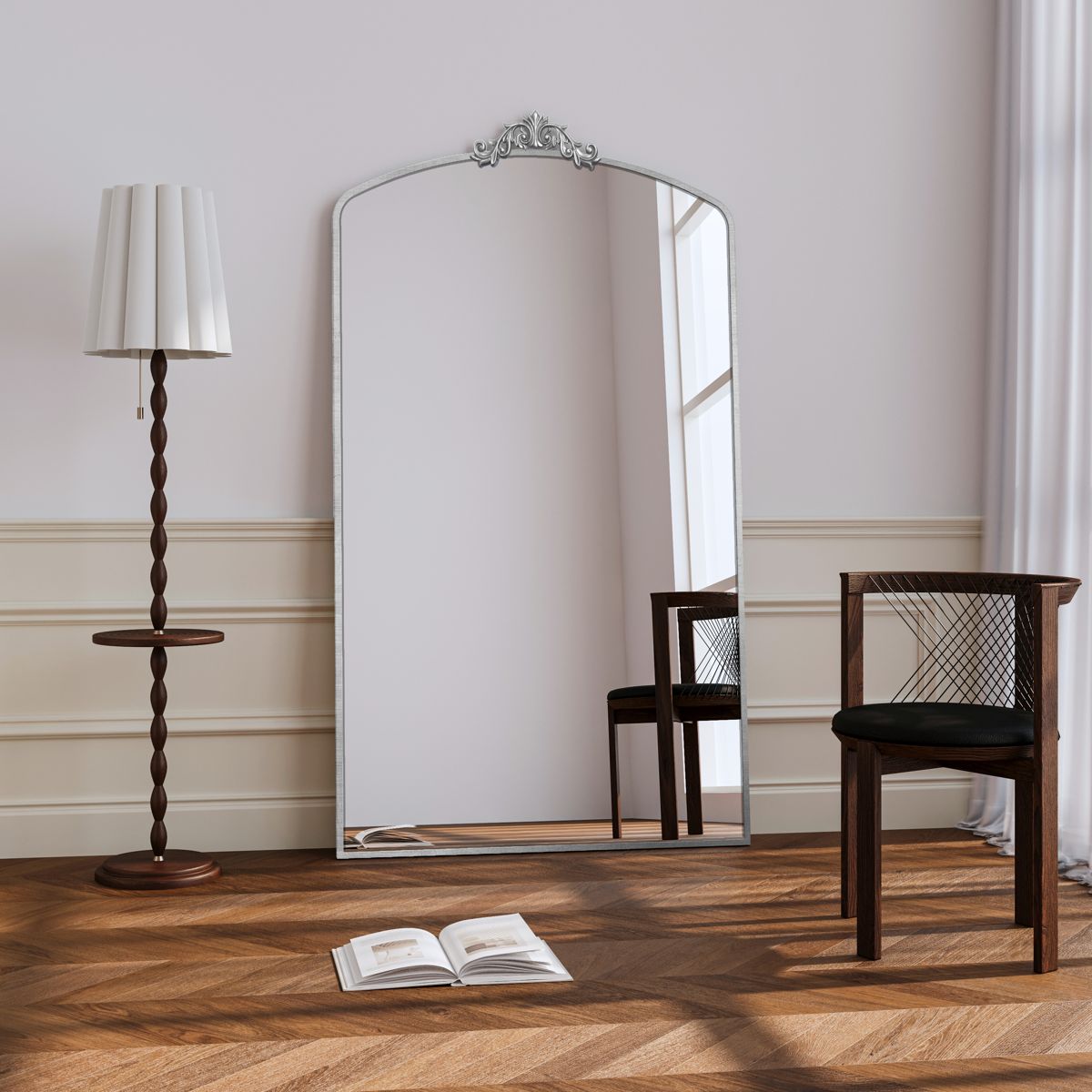 36x66-Inch Ornate Arched Floor Mirror — view 4