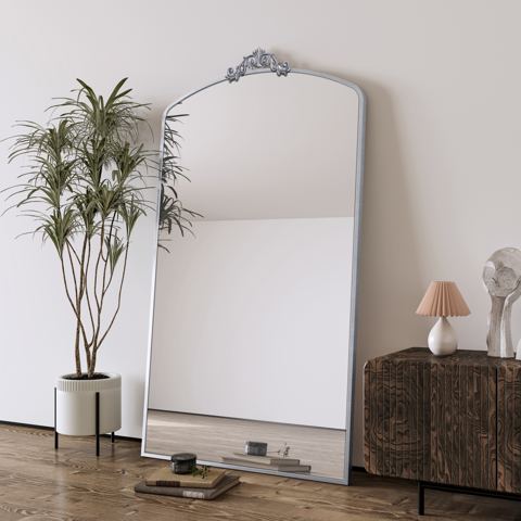 36x66-Inch Ornate Arched Floor Mirror