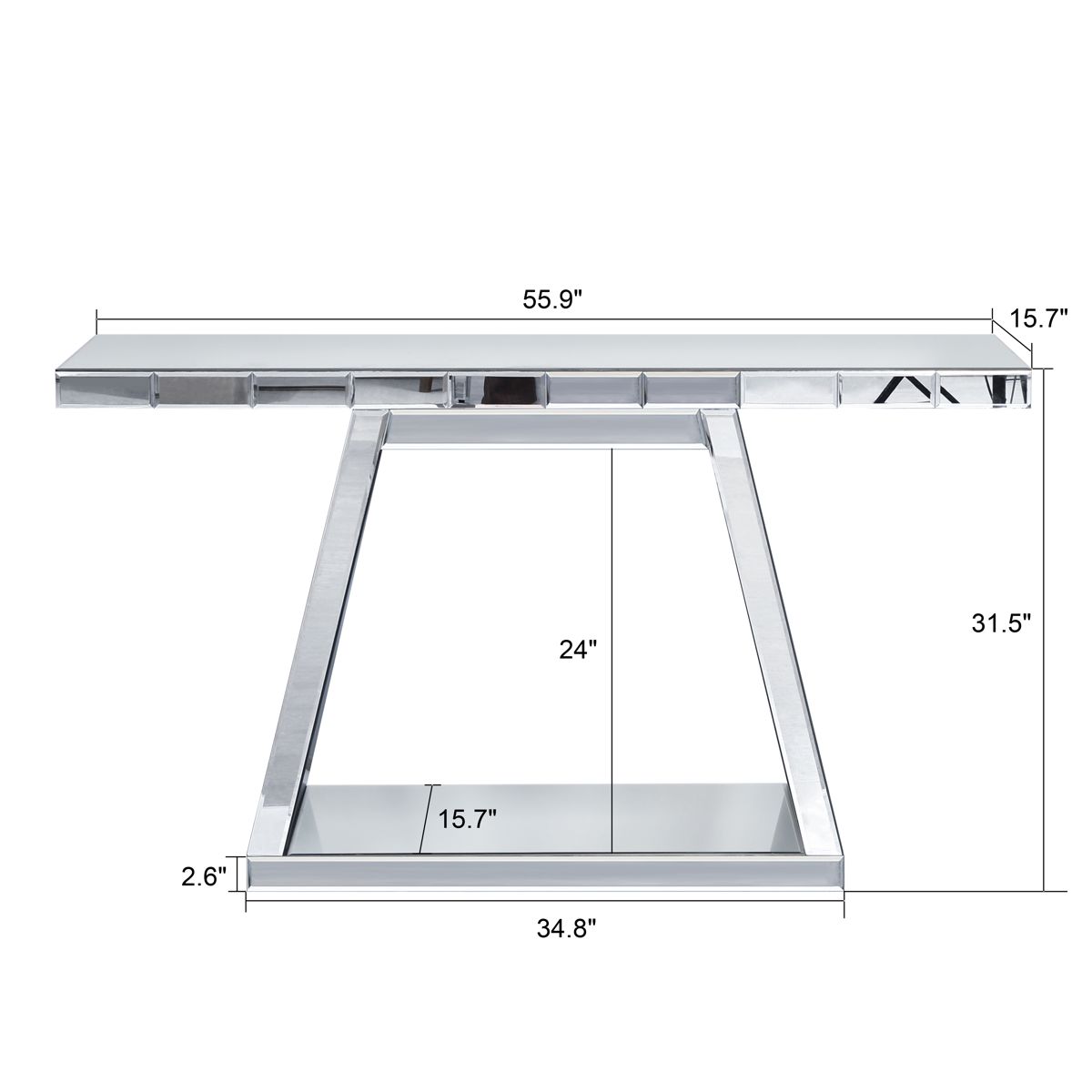 Mirrored Console Table with Trapezoid Base — view 4
