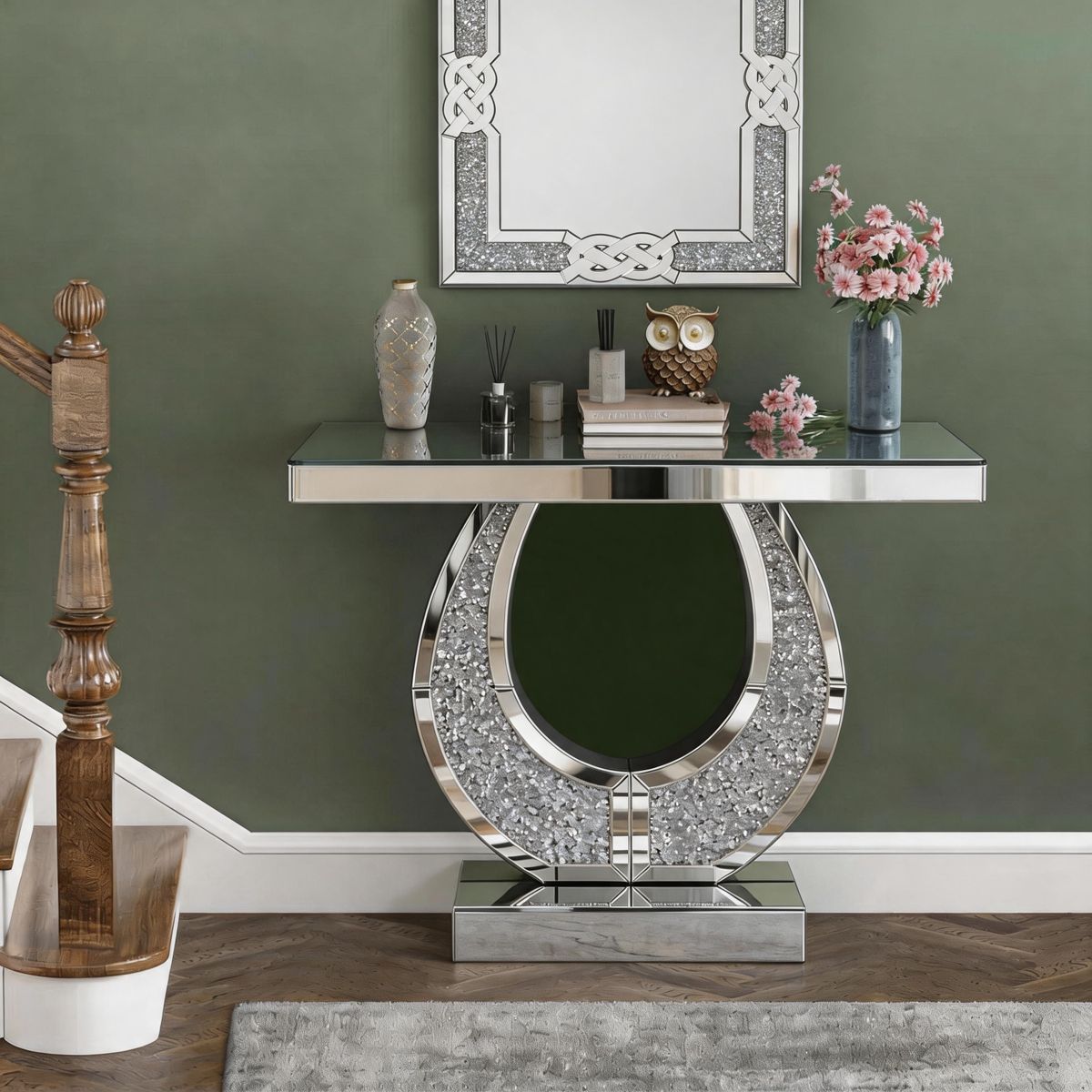 45-Inch O-Frame Crushed Diamond Console Table — view 2