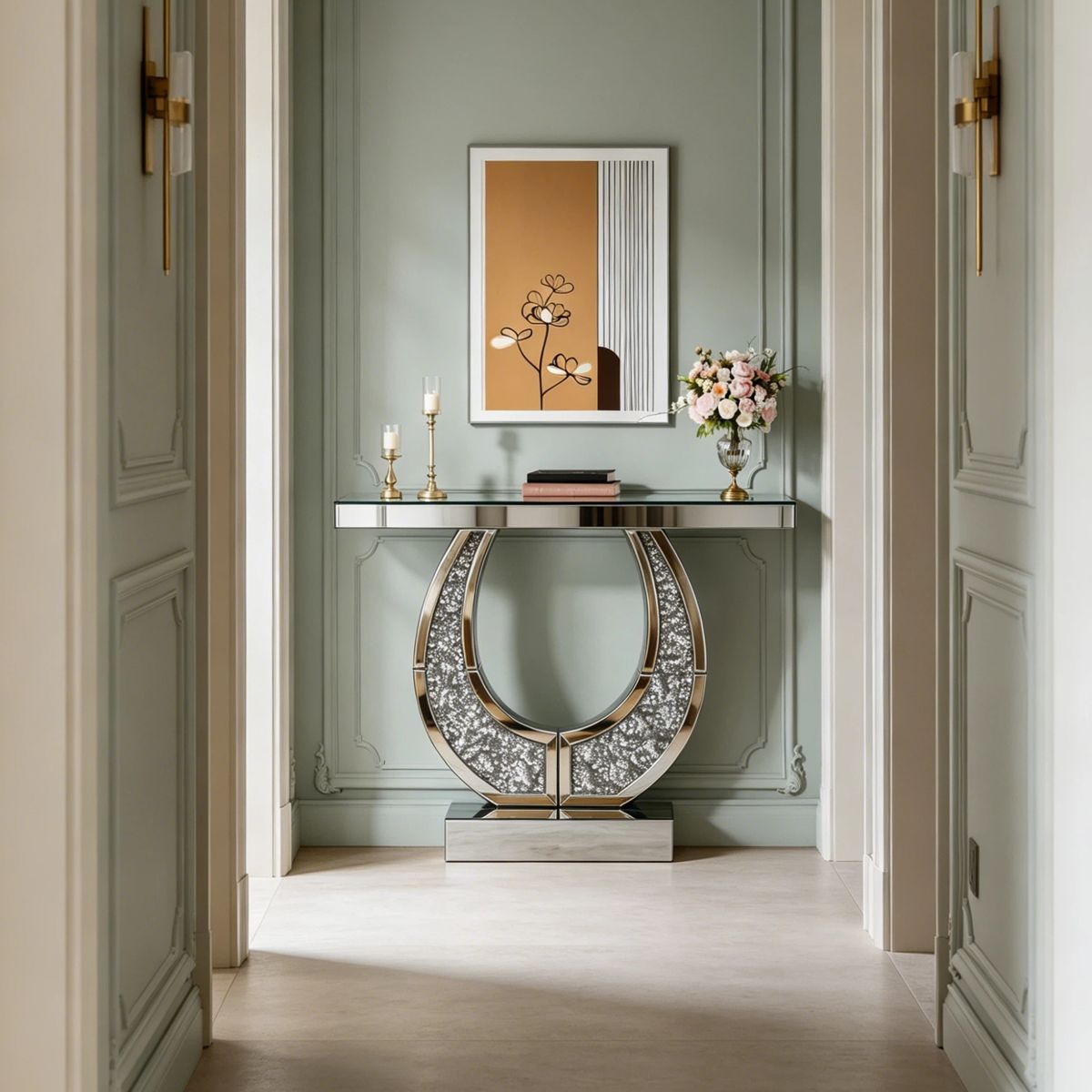 45-Inch O-Frame Crushed Diamond Console Table — view 3