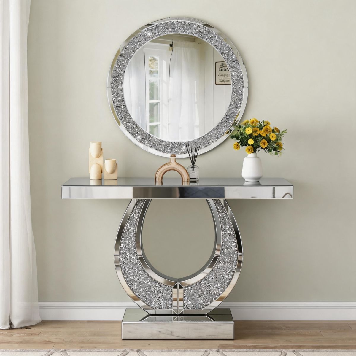 45-Inch O-Frame Crushed Diamond Console Table — view 4