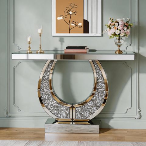 45-Inch O-Frame Crushed Diamond Console Table