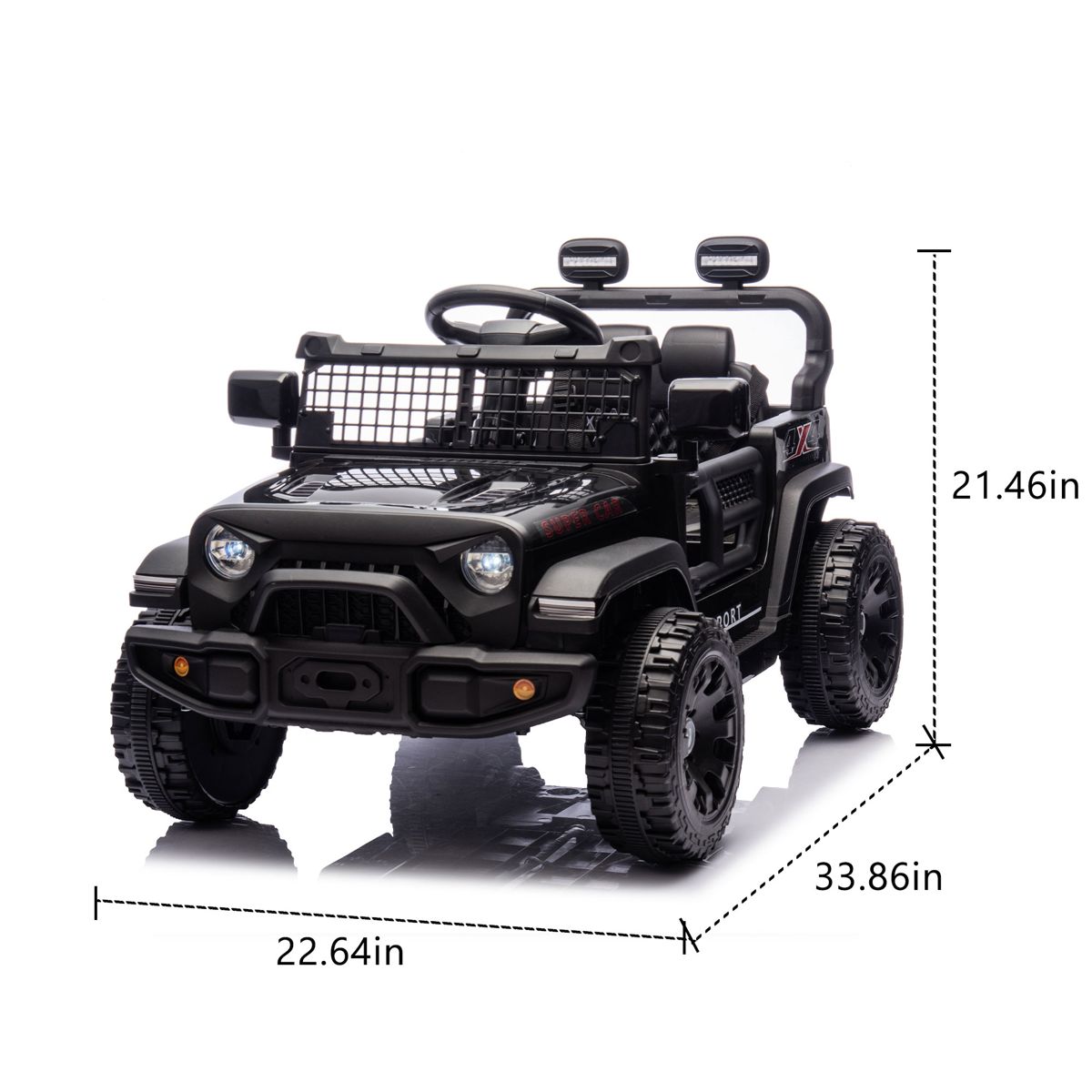 24V Ride-On Car with Remote Control, Black — view 2