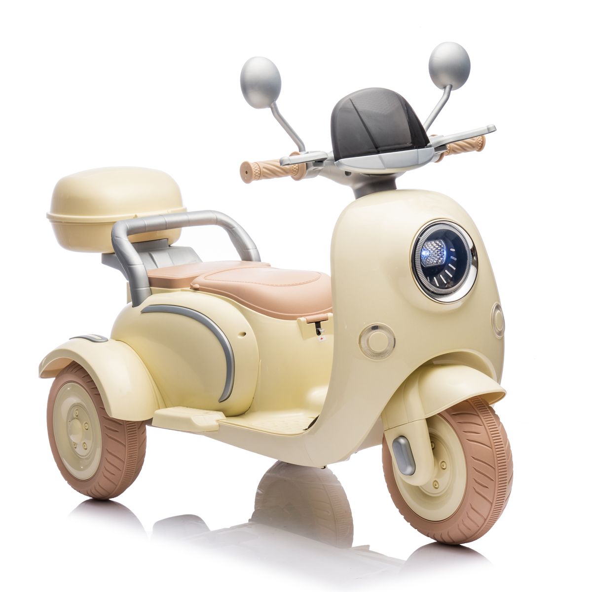 12V Two-Seater Ride-On Motorcycle, Beige