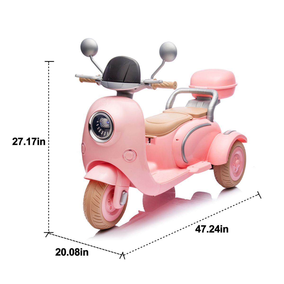 12V Two-Seater Ride-On Motorcycle, Pink — view 2