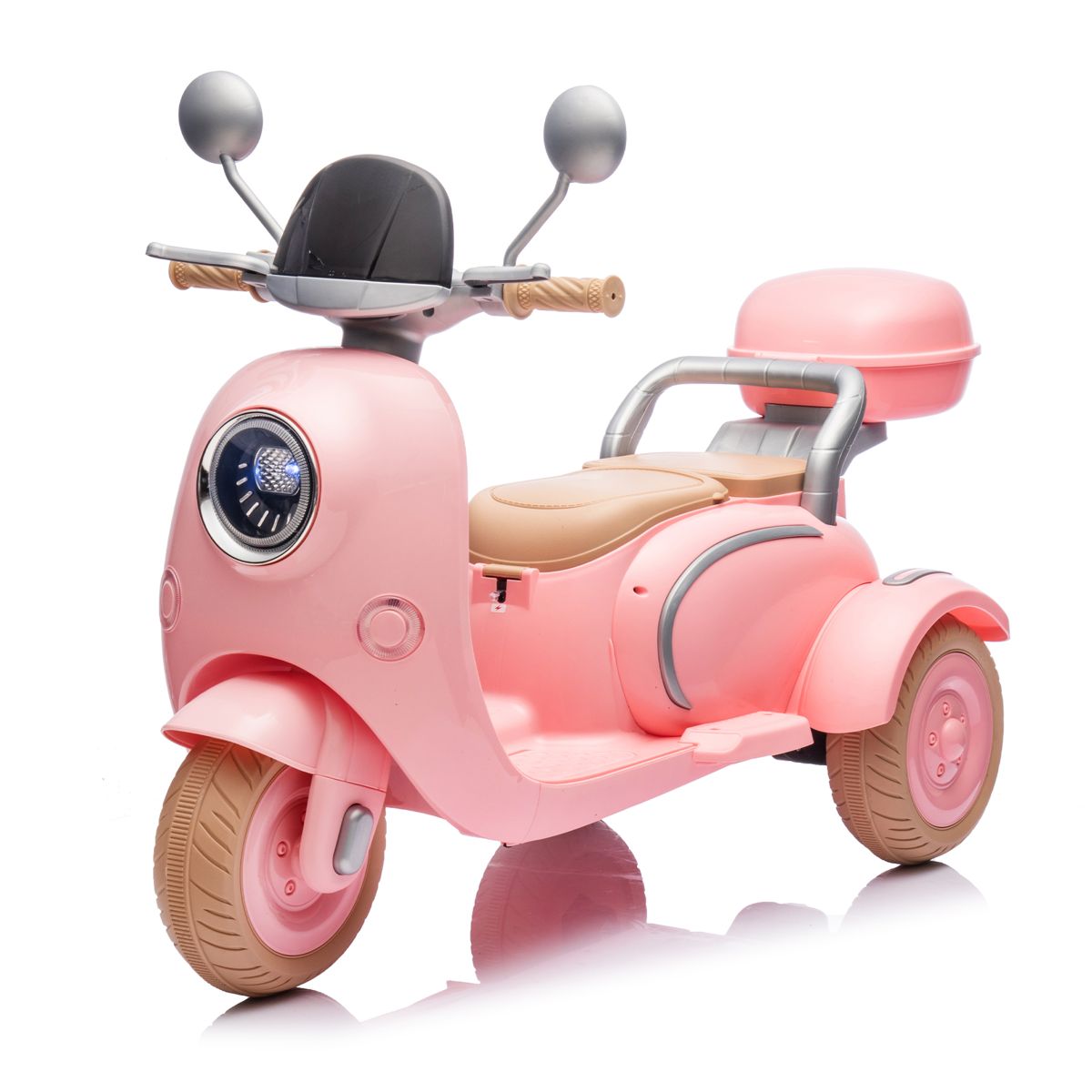 12V Two-Seater Ride-On Motorcycle, Pink — view 3
